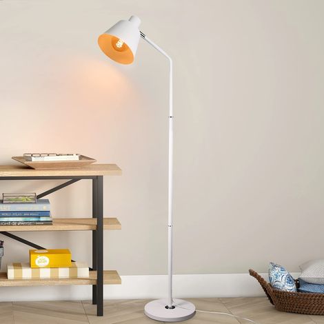 GBLY Stehlampe Wohnzimmer Standlampe Vintage - 166cm Weiß Design Retro Standleuchte Metall E27 Fassung Max.40w Industrial Stehleuchte für Schlafzimmer Schreibtisch Leselampe Arbeitszimmer Büro