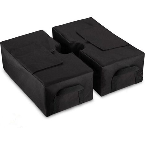 Sac lesté pour parasol 45,7 cm noir, couleur sable, facile à installer sur terrasse de jardin. (1/4)
