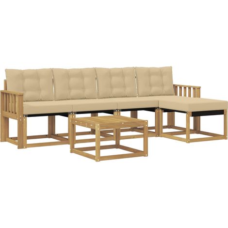 Conjunto de sofás de exterior 6 uds. y Beige vidaXL (1/5)