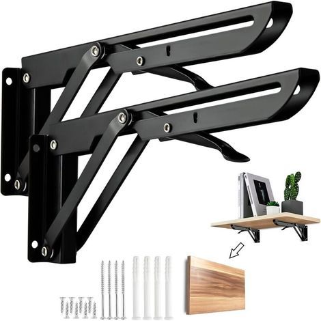 ZOLGINAH Set mit 2 Regalträgern 250 mm, klappbare Konsolenhalterung, robuste, klappbare Metallregalträger für Wandregale, 50 kg (1/5)