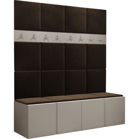 Conjunto para recibidor Pinis V, Manila 04, 186x168x46cm, Aglomerado laminado, Tapiz, Colocada, Montada en la pared