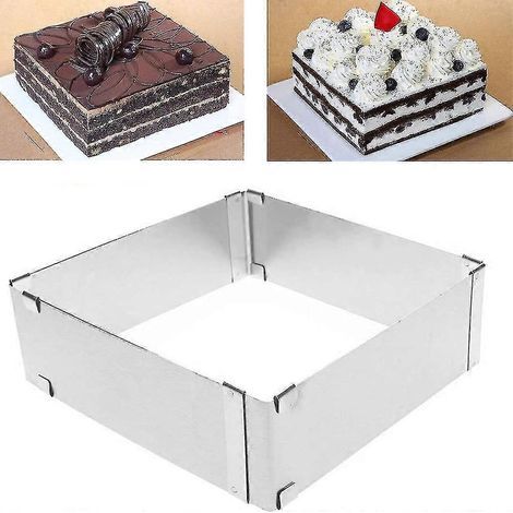 Cercle à gâteau carré en acier inoxydable, emporte-pièce pour mousse à gâteau, réglable de 10 cm à 18 cm (1/5)