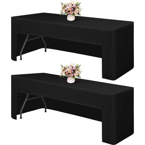Lot de 2 nappes noires 180x75x73cm, ajustées, lavables