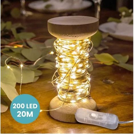 Guirlande Led Argent 20M Avec Interrupteur On/Off - Bobine 20M Guirlande Lumineuse Led - Guirlande Leds pour deco chambre Lumière blanche (1/2)