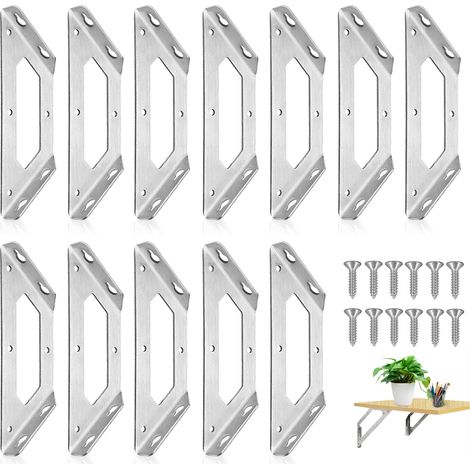 Lot de 12 Connecteurs D'angle, Raccord D'angle en avec 72 Vis Connecteur D'Angle Universels en acier Inoxydable pour Meubles Bracelet D'Angle Trapézoïdal en Métal (1/5)