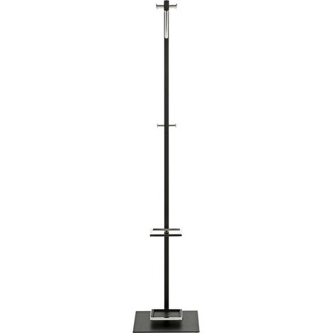 Porte-manteau en métal chromé coloris noir -longueur 35 x profondeur 38 x hauteur 175 cm (1/4)