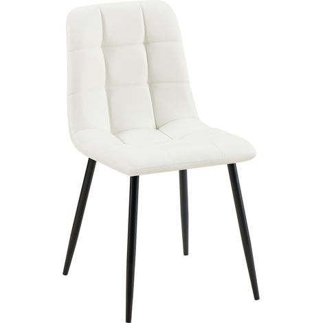 Moderna e comoda sedia da pranzo x1 in similpelle bianca con cuciture quadrate e struttura in metallo 100007140