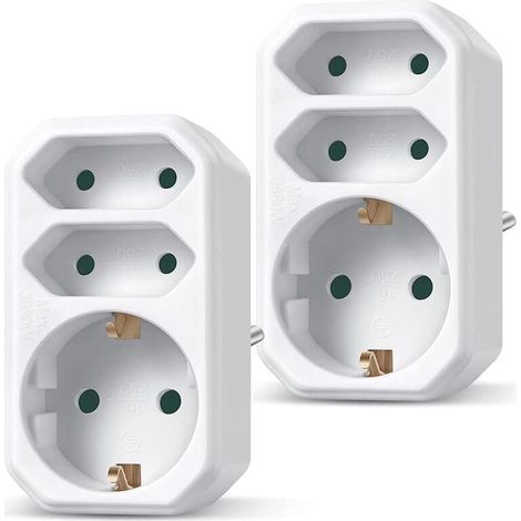 Enchufe de conversión tipo europeo de 1 a 3 vías, adaptador de corriente estándar de la UE, enchufes de viaje de 16 A, enchufe europeo. (1/5)
