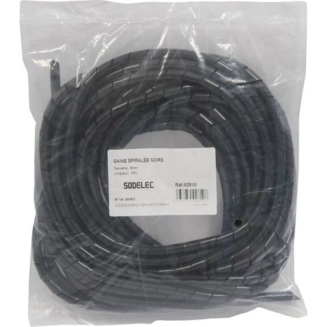 Gaine spiralée 6,7/8mm 10m noire SODELEC - 02810