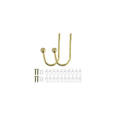 Lot de 2 embrasses de rideaux en métal en forme de U, avec 20 glisseurs pour fixation murale, décoratives et résistantes.
