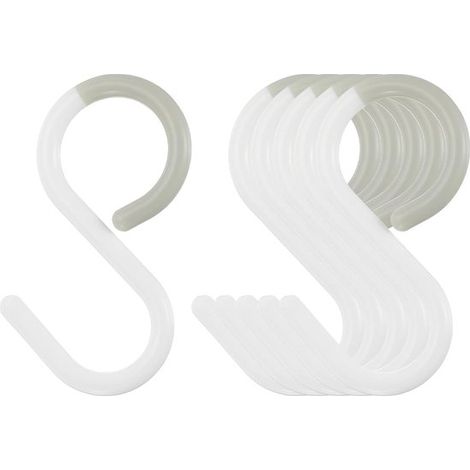 Ganci a S in plastica - Set di ganci appendiabiti - Organizzazione cucina - Flessibili e antigraffio - 6 pezzi - Bianco (1/5)