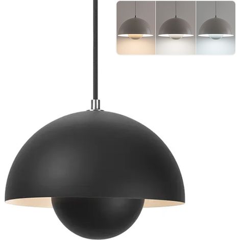 BOMCLAP Lustre LED, suspension moderne avec ampoule, 3 températures de couleur 3000-5000K, φ 23 cm (Noir) (1/5)