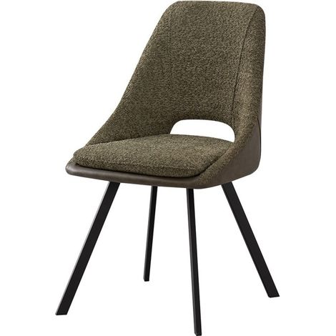 Silla tapizada Bouclé para comedor color Verde. Colección FILOU