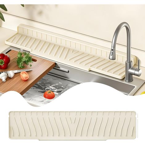Narrow Silicone Drainer Mat, Sink Mat, Beige, 45 x 10 cm (1/5)