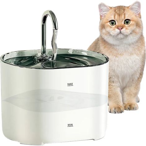 Fontaine à eau pour chats, 2 L, ultra silencieuse, avec arrêt automatique et débit d'eau automatique. (1/5)