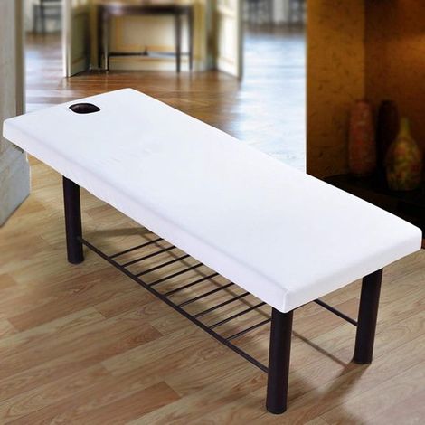 Housse de table de massage professionnelle avec ouverture pour le visage - Douce et élastique (1/5)