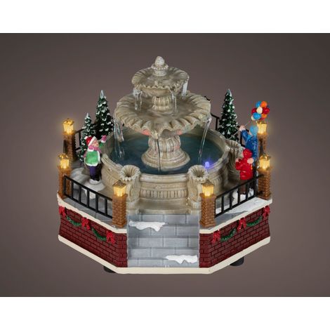 Scena LED fontana in polyresin D 17,5 cm altezza 15,5 cm multicolore Peraga Christmas
