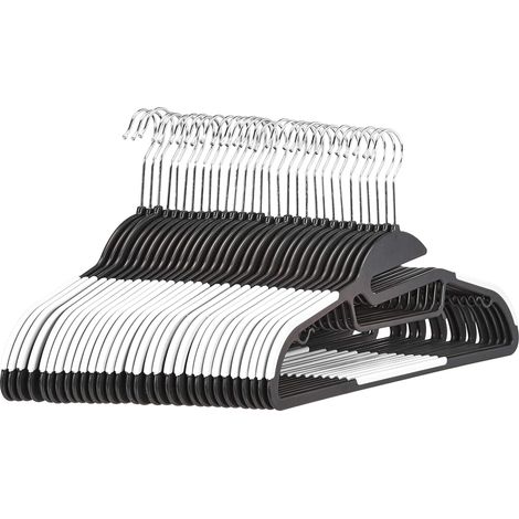 Lot de 30 cintres en plastique ultra robustes antidérapants avec caoutchouc et barre horizontale Blanc, 30-pack (1/5)