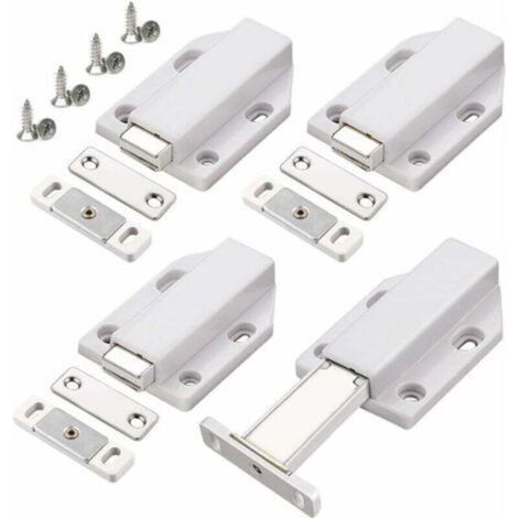 Push to Open 4 Pièces Push Open Poussoir Porte Placard Aimant Fermeture pour Armoire Tiroir Systeme Loquet Magnetique Verrou Poussoir Porte Amortisseur Pour La Porte de Placard