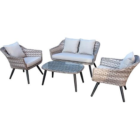 GARDENIA Set salotto dallas divano, 2 poltrone + tavolino, tortora/grigio