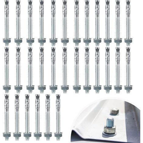 30pcs M10x110mm Expansion Bolts, M10 Galvanized Steel Anchor Bolt, M10 Anchor Bolt for Fixing, for Concrete and Masonry (1/5)