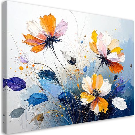 Quadro su tela, Fiori colorati dipinti ad acquerello - 30x20 (1/2)