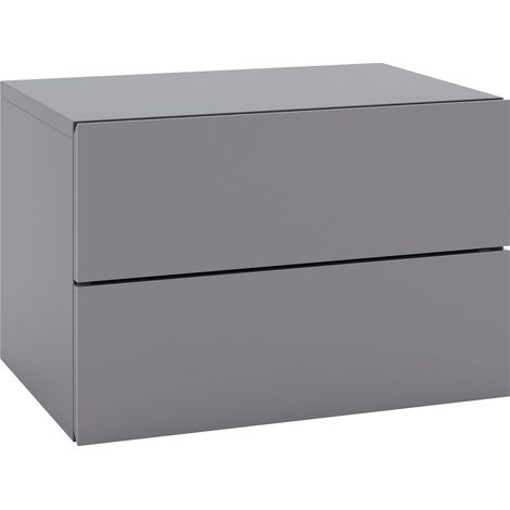 Table de chevet flottante avec tiroirs et étagère de rangement - gris (1/5)