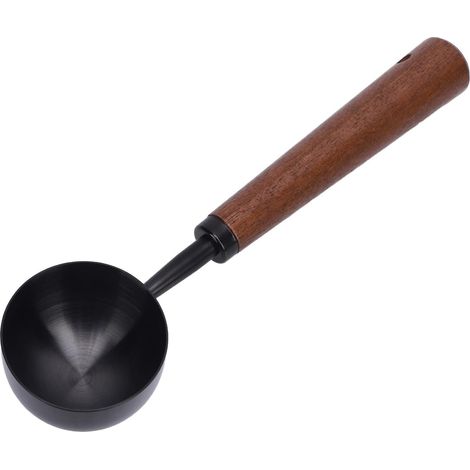 Vintage Messlöffel, Kaffeelöffel mit langem Griff aus Holz und Edelstahl 304, 10 g Fassungsvermögen, mit Griff aus Verbundholz, ideal für Tee und Backwaren. (1/5)