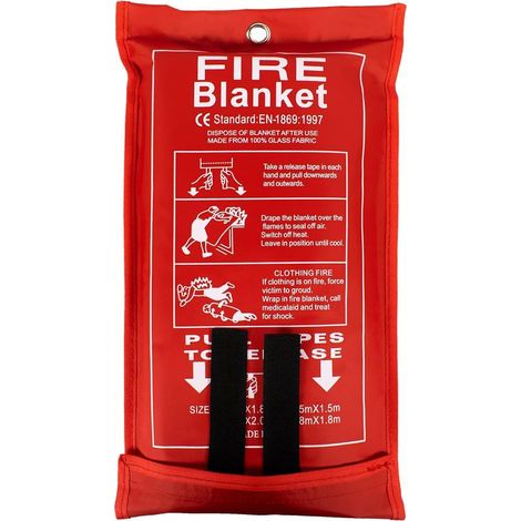 (1,8 x 1,8 m) Couverture antifeu pour la maison et la cuisine Couverture d'urgence en fibre de verre pour personnes Protection ignifuge et isolation thermique. (1/5)