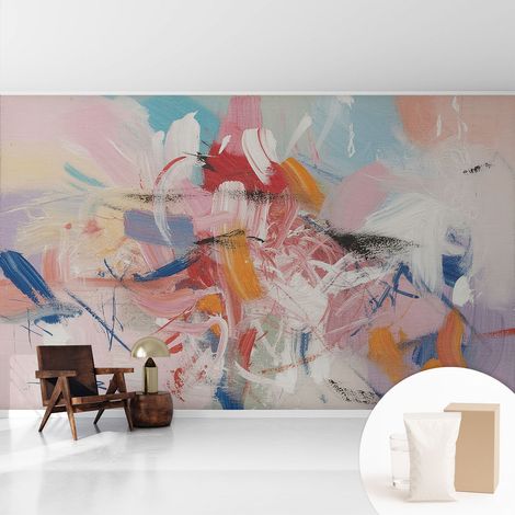Tapete Vliestapete mit Kleber für Wohnzimmer Schlafzimmer Küche - Wanddekoration Harmonische Abstraktion 416x254 cm (1/5)