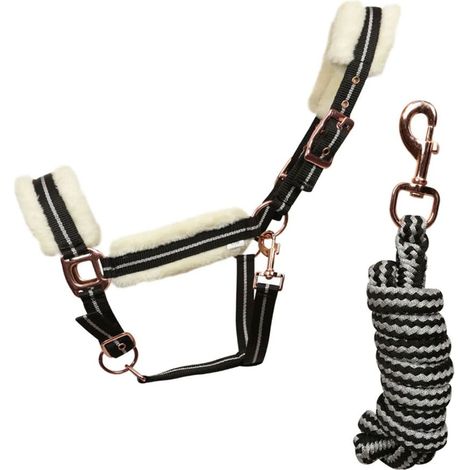Pony, Blu e Argento: Cavezza in nylon rivestita in agnello sintetico con Longhina Horses linea Kara