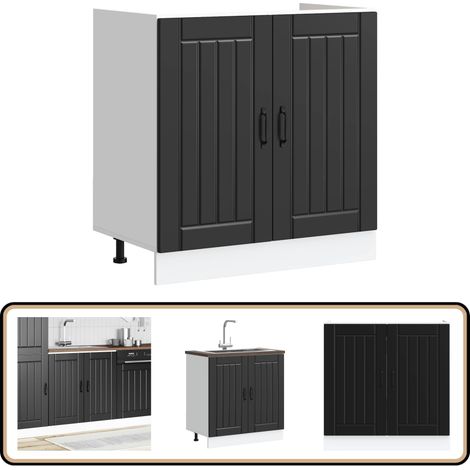 vidaXL Meuble de base de lavabo Lucca noir bois d'ingénierie