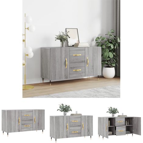 The Living Store Sideboard Grau Sonoma 100x36x60 cm Holzwerkstoff -  Sideboards (1/5)