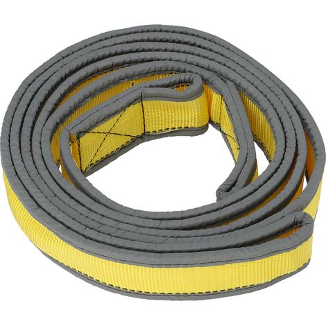 Sangle de remorquage haute résistance 8 tonnes pour remorque/voiture, avec crochets en forme de U (jaune-gris) (1/5)