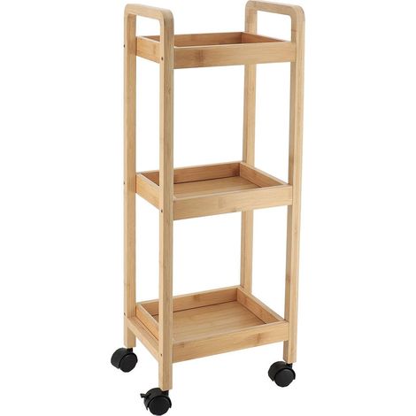 Desserte sur roulettes 3 etageres bambou/mdf - bambou - Tendance (1/2)