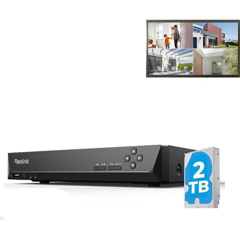 Reolink – Kit de vidéosurveillance NVR PoE 8 canaux – Enregistrement 24h/7j avec disque dur 2 To – Supporte caméras 4MP/5MP/8MP – Accès local et à distance (1/5)