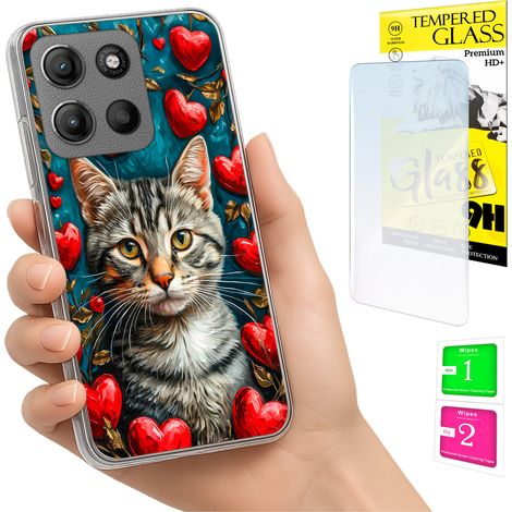 Funda para Motorola Moto G15 con diseño de gatito y cristal (1/5)