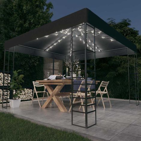 Chapiteau de jardin avec lumières LED 3x3 m Anthracite (1/5)