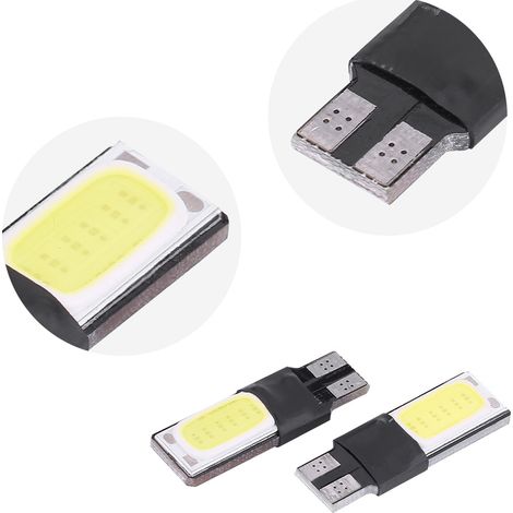 Lot de 10 Ampoules LED T10 W5W 6SMD Canbus Sans Erreur, Feux de Position Latéraux COB Blanc 12V, Éclairage Auto (1/5)