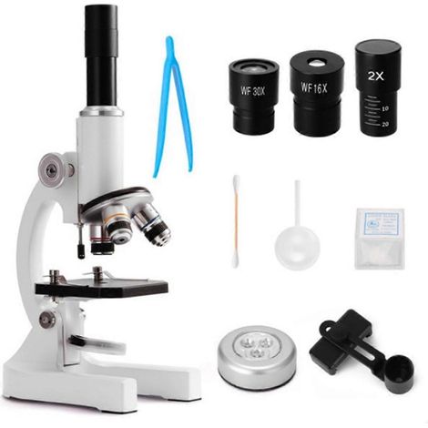 Microscope optique monoculaire, école, sciences expérimentales, photo couleur (1/5)