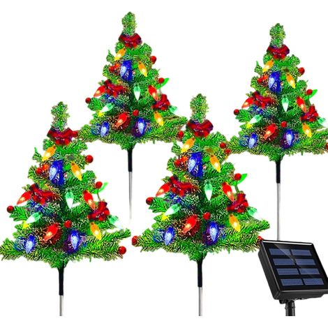 Sapin De Noel Solaire - 80 Led - Etanche Ip44 - Pour Jardin Cour Terrasse - Lot De 4 (1/5)