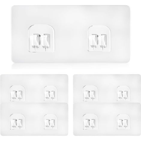 Lot de 4 Adhésifs, Support Douche Sans Perçage, Crochet Résistant Humidité, Salle de Bain Cuisine