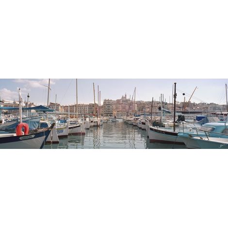 Tableau sur toile vieux port 30x97 cm - Impression sur Toile Murale Décorative - Image imprimée en HD sur Toile - Toile sur Châssis en Bois FSC - Fabriqué en France (1/4)