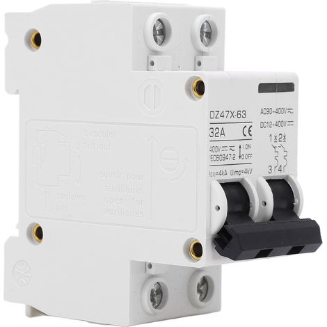 2P Disjoncteur Miniature Rail DIN Sectionneur Interrupteur Solaire DC12-400V AC90-400V 32A (1/5)