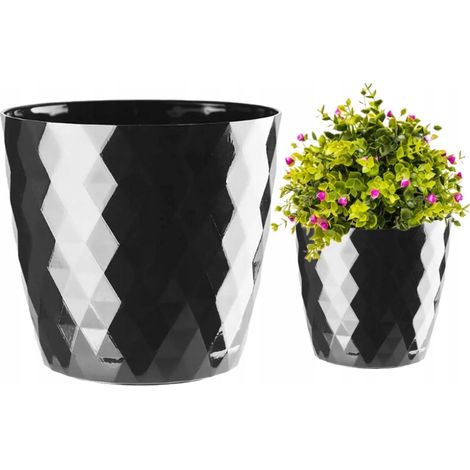 Schwarzer Kunststoff-Blumentopf Cristal, 20 x 18 cm