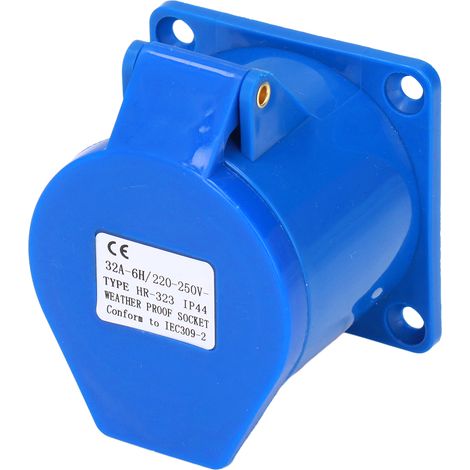 Prise industrielle encastrée à 3 broches, en laiton PC, bleue, conforme aux normes CEE, IP44, 220-250 V (1/5)
