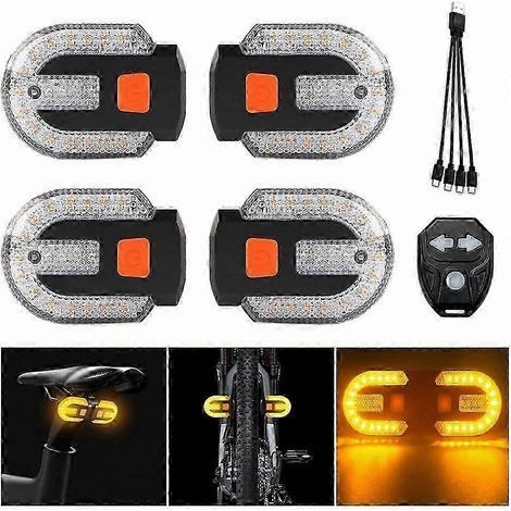 4-teiliges LED-Blinker-Set mit Sirene und USB-Ladefernbedienung für Fahrräder