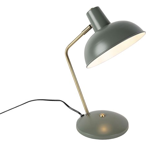 QAZQA Lampada da tavolo retrò verde con bronzo - Milou