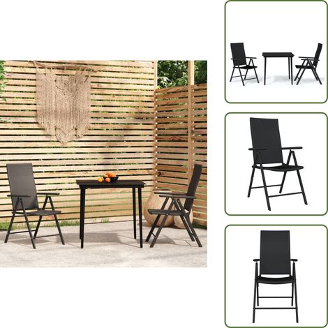 Arredamento da esterno - vidaXL Set Mobili da Pranzo per Giardino 3 pz Nero - Tavolo in vetro