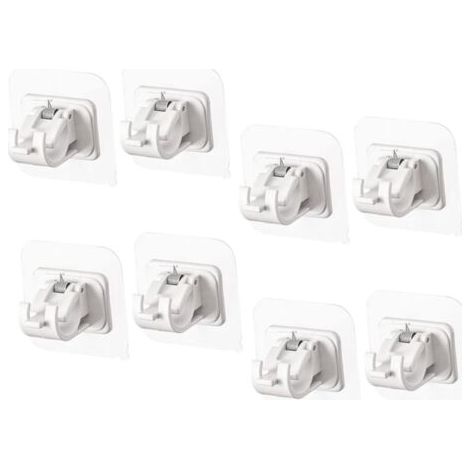 8 Pièces Support de Tringle à Rideau Porte-tringles à Rideaux Crochets adhésifs pour Tringle à Rideau Cintre de Rideau Crochets à Canne Tringle à Rideau autocollante Abdos Blanche